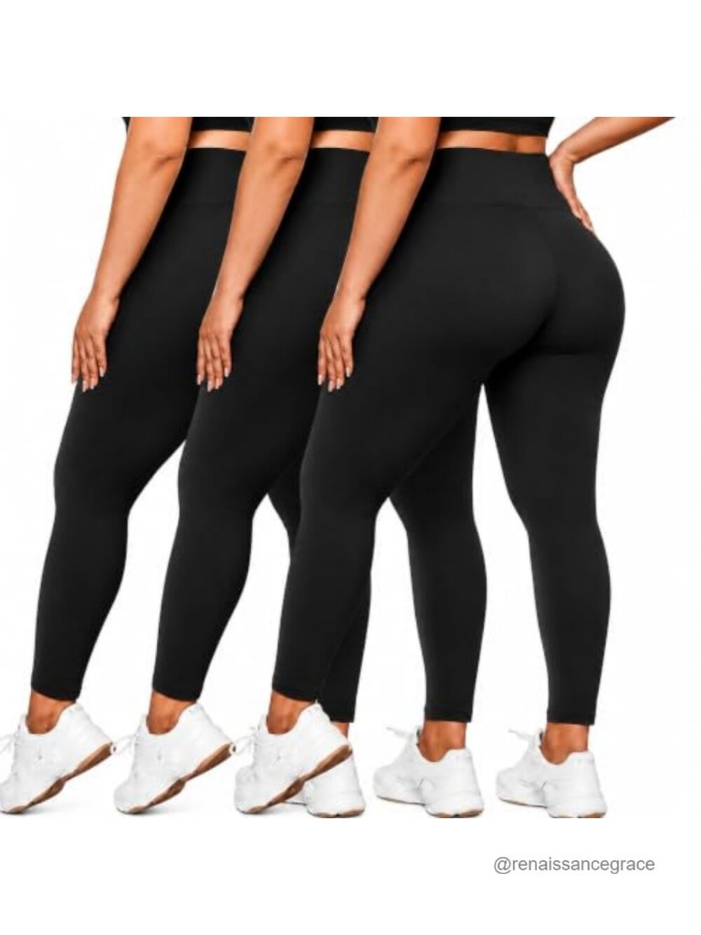 Plus Size High Waist Stretchy Leggings 3 Pack 4-Way